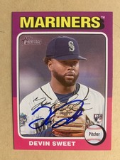 SIGNED 2024 DEVIN SWEET TOPPS HERITAGE RC ROOKIE CARD SEATTLE MARINERS MLB