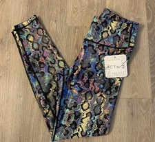 (NWT) Yelete Ladies Size Small Brightly Colored Snakeskin  Activewear Leggings