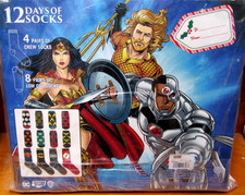  BRAND NEW DC Justice League 12 Days of Socks Comics Superheros 4 Crew 8 LowCut