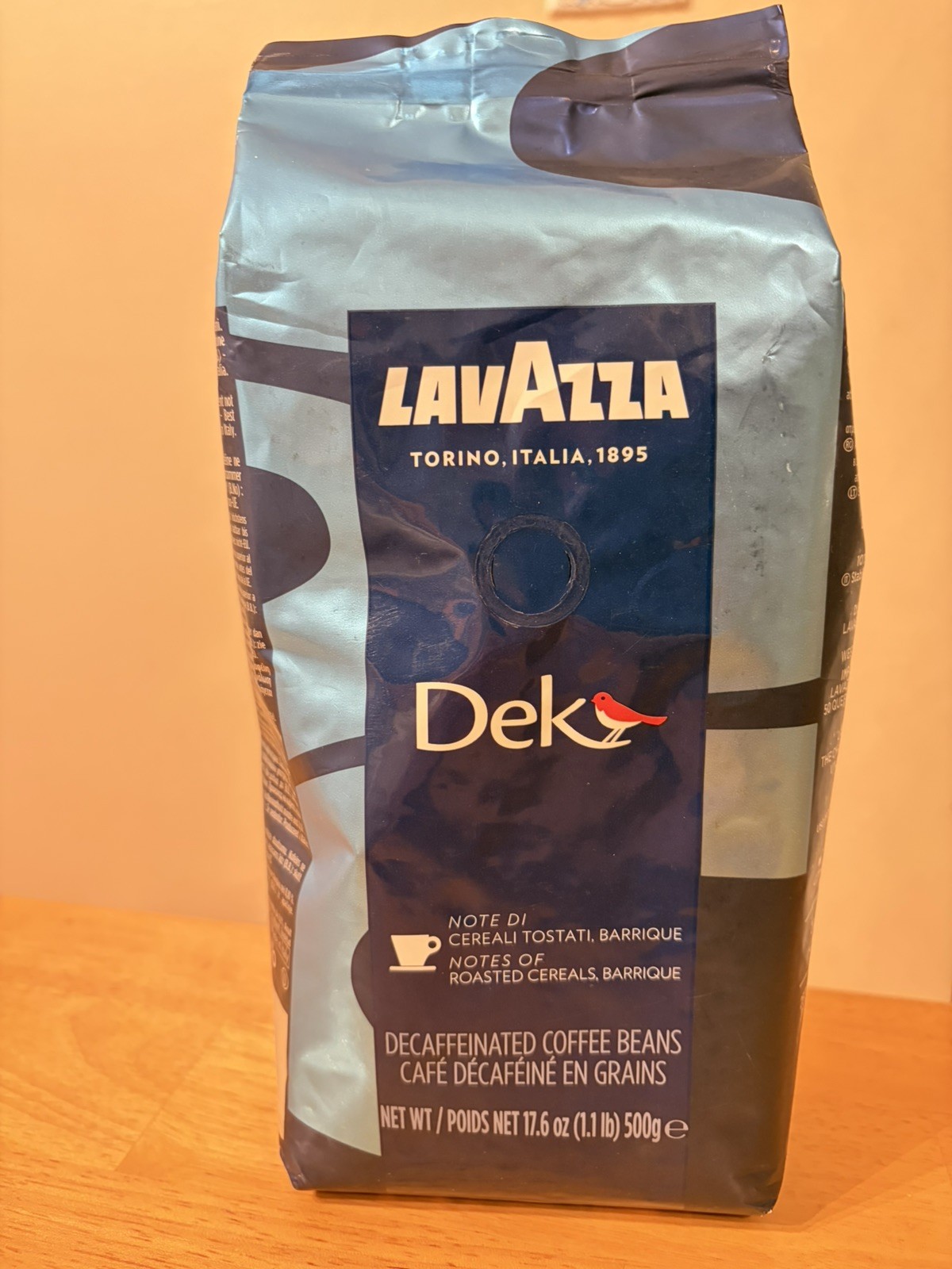 Lavazza Dek Filtro Decaf Whole Bean Filter Coffee 1.1 lb. 500g barrique exp 4/27