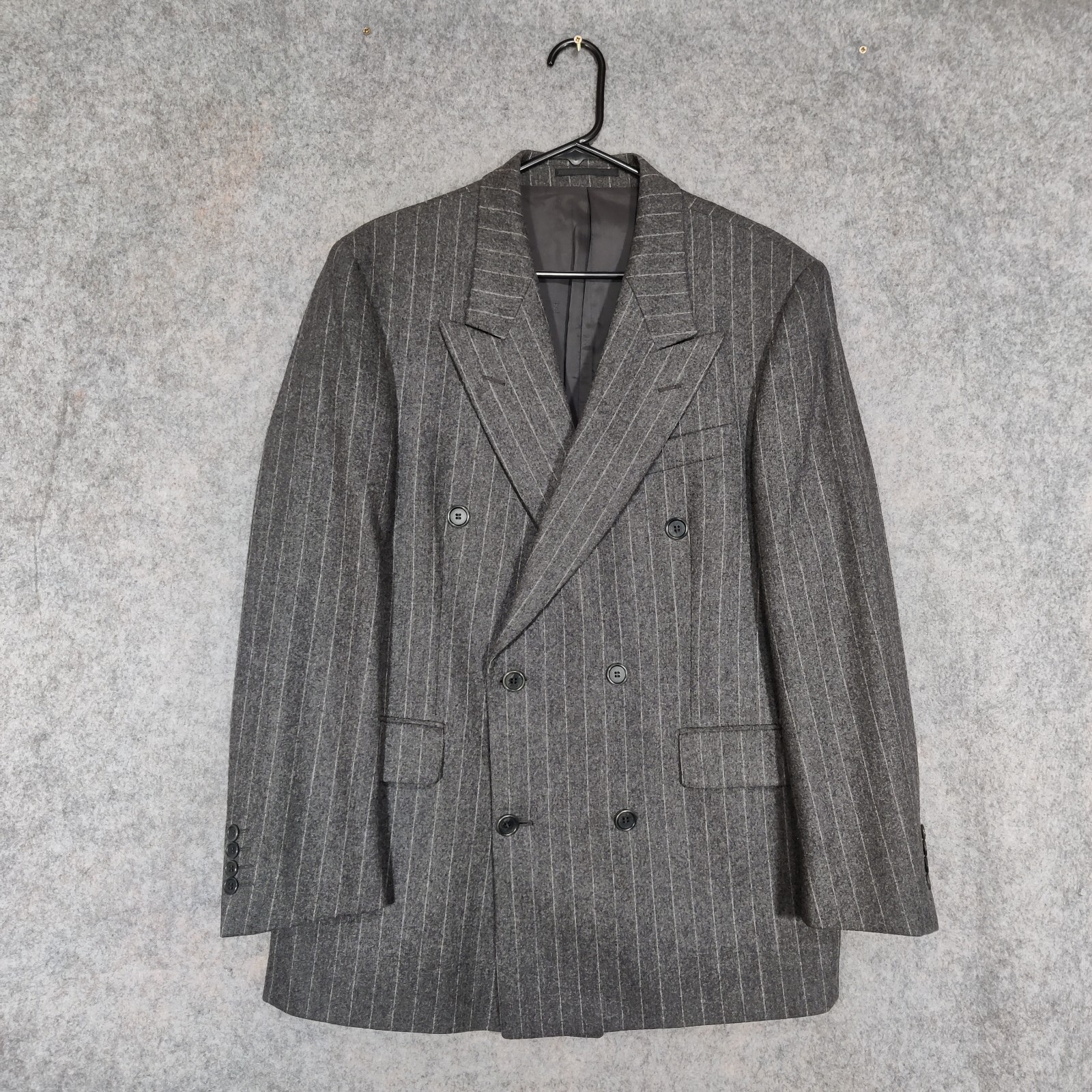 Tuta Yves Saint Laurent taglia 40R W32 L31 grigia doppiopetto lana cashmere YSL