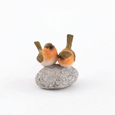 Bird Figurine Hand-Painted Small Resin Animal Statues Textured for Garden,
