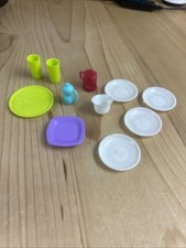 Barbie Doll Accessory Lot Assorted Dishes 11 Pieces Plates Cups