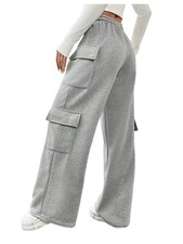 Women's Wide Leg Sweatpants Drawstring Waist Baggy Cargo Pants Casual Trouser...