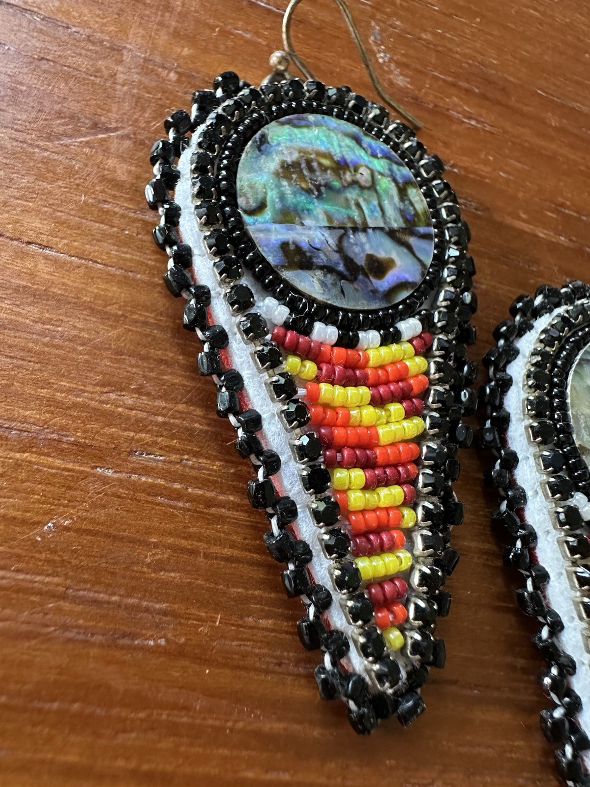 Native American Beaded Abalone Shell Earrings – T… - image 2