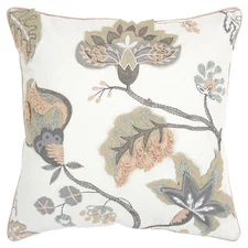 Rizzy Grey Petals Bulbs Leaves Traditional-European Throw Pillow Floral T16218