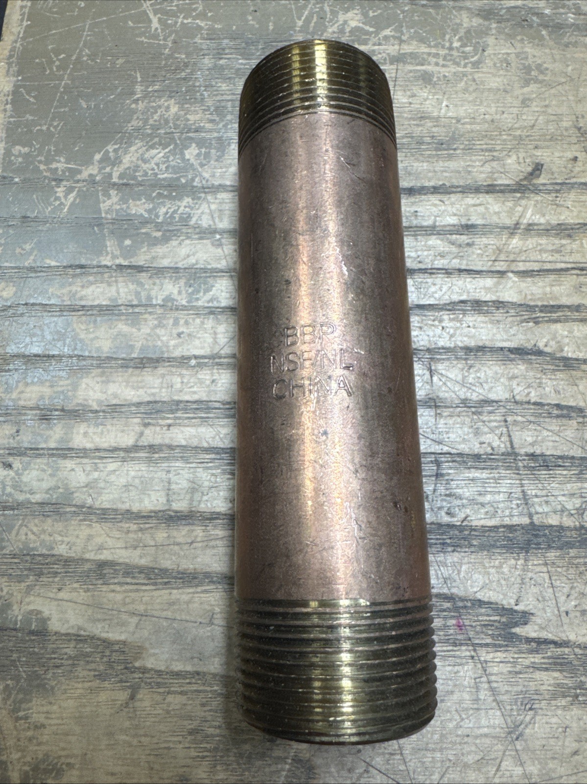 1-1/4" Mnpt X 6" Length TBE Red Brass Pipe Nipple NPT NSF NL 1J3972-D10
