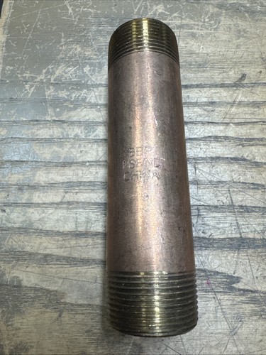 1-1/4" Mnpt X 6" Length TBE Red Brass Pipe Nipple NPT NSF NL 1J3972-D10