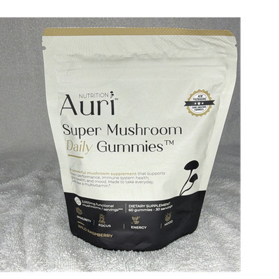 Auri Nutrition Super Mushroom Gummies Reishi Chaga Wild Raspberry 60ct