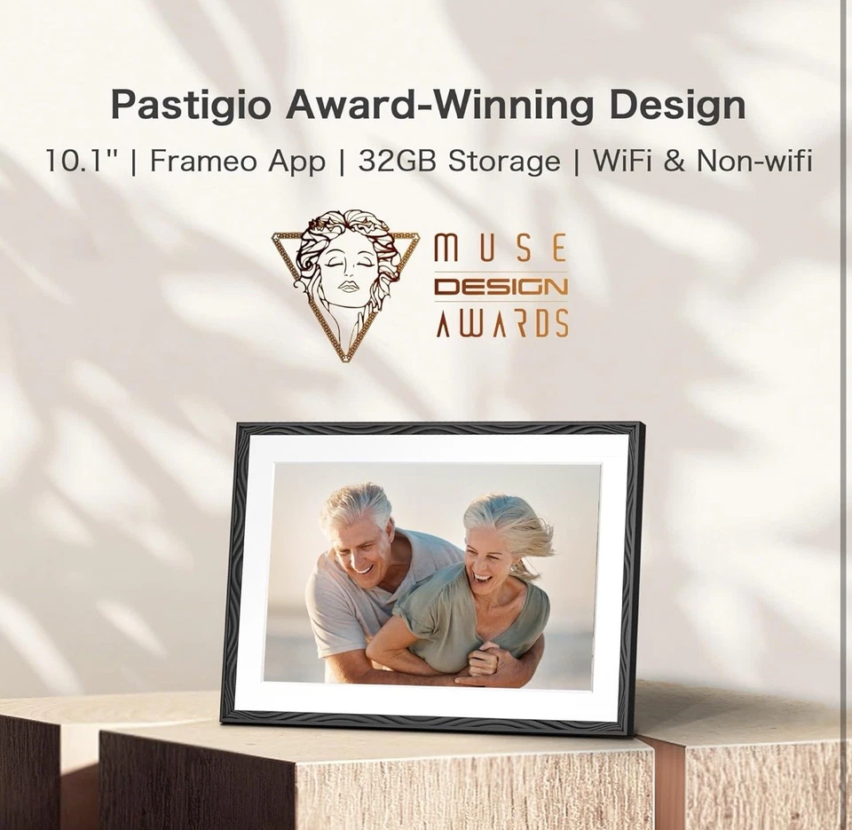 Marco digital con borde blanco delgado de 10,1"" Wifi, 32 GB de memoria, pantalla táctil de 1280*800 Foto 2 de 4