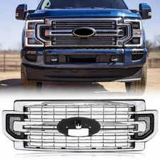 Front Bumper Grille Assembly For 2020-2022 Ford F-250 F-350 Super Duty Chrome