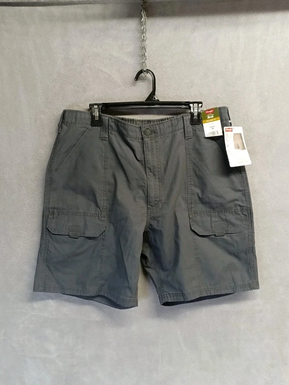 Wrangler Cargo Shorts Men's Size 36x8" Gray Relaxed Fit Flex New