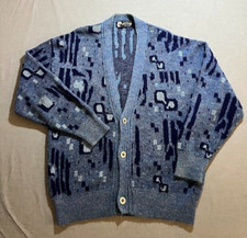 Pierre Cardin Sweater Adult 56 Blue Button Long Sleeve Knit Made In Spain Mens.