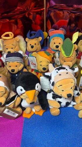 Job Lot • Winnie The Pooh Disney Store Plush Beanies Dressed Up • With Tag •x 17 - Picture 3 of 21