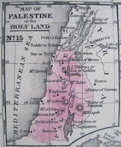 1839 Original Mitchell Map of Asia: China w/insert Palestine- Great Condition - Picture 3 of 12