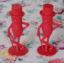 Vintage RED Planters Mr. Peanut Salt & Pepper Shakers Made In USA