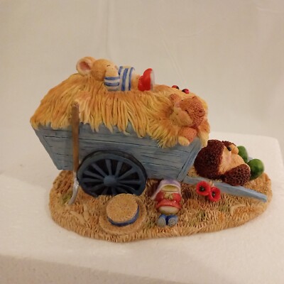 Hallmark Afternoon Snooze limitierte Auflage handgefertigte Sammlerstücke Heuwagen Holzstumpf