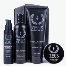 Zeus Everyday Beard Kit Shampoo Conditioner Beard Balm and Refined Beard Oil