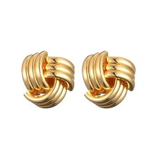 Trendy Gold Geometric Drop Dangle Earrings Chunky Gold Knot Statement Dangle ...