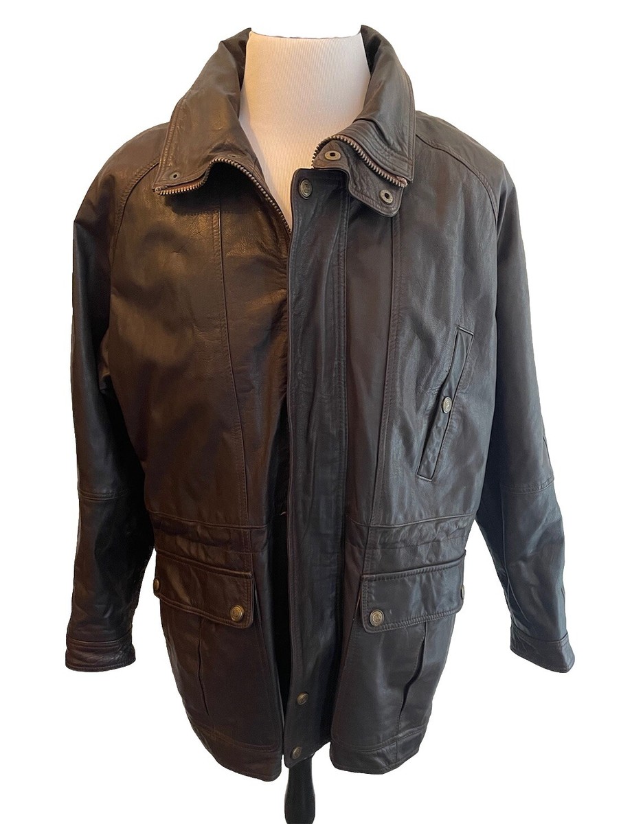 Vintage Reed Sportswear Leather Jacket Mens M L Brown Lined Mid