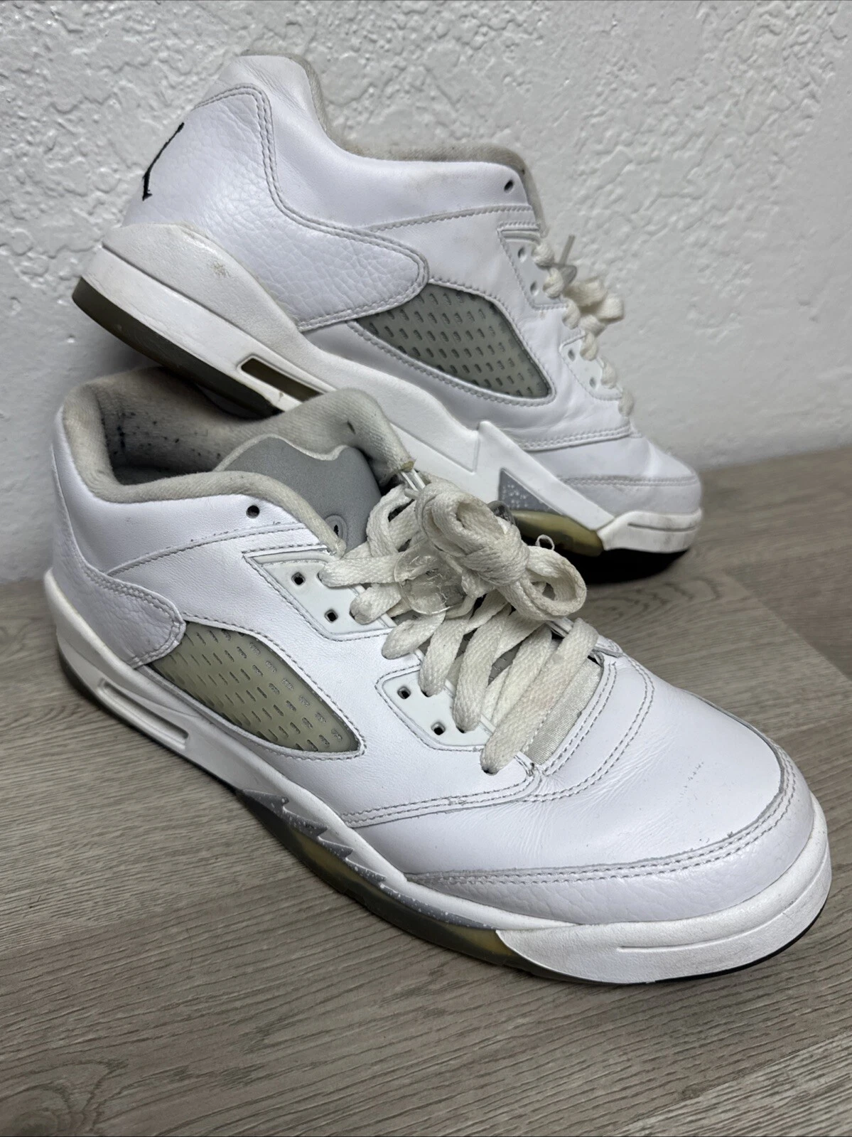 Air Jordan 5 Retro Low 819172 122 bianco nero grigio lupo scarpa sneakers ragazzo 9 anni