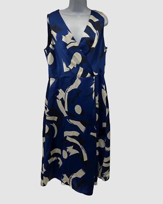 $185 Ralph Lauren Women's Blue Satin Sleeveless Sheath Dress Size US 6