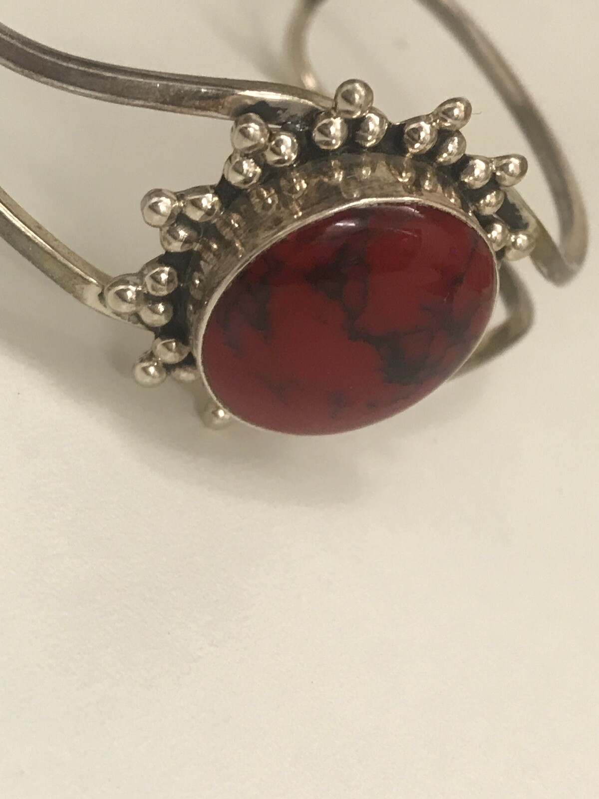 Photo 10 of Sterling silver Bangle bracelet with stone, by taxco mexico TA-16 ~ 21g, B56