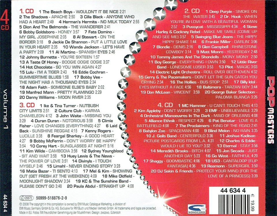 (4CDs) Pop Masters - Volume 1 - Lulu, Pussycat, Deep Purple, Laid Back, Blondie - Bild 2 von 2