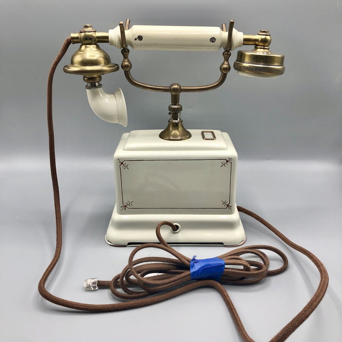 Vtg 1930s/40s L.M. Ericsson Stockholm Rotary Table Phone White
