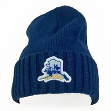 Alaska State Outline w/ Moose Beanie Hat Adult Blue Knit Beanie Cap OSFM