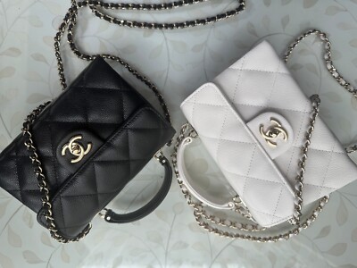 New 25S 2025 CHANEL Black Caviar Leather Top Handle Flap Mini