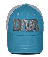 Popfizzy Womens Diva Baseball Caps, Bling Trucker Hat, Girls Baseball Cap...