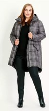 Evans Nwt 22 Gray Multi Contrast Checkered Printed Contrast Women's Hooded...