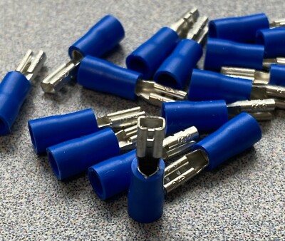 200-Pack Female Quick Disconnect Terminals - 16-14 Gauge, Blue Vinyl, .110" Tab Size