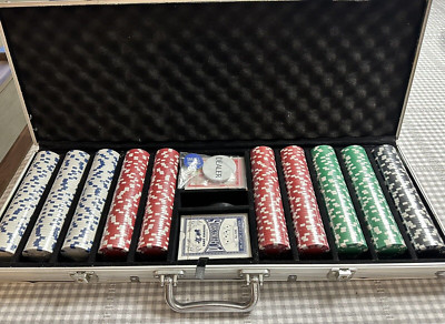 500 PCS Poker Chip Set Texas Holdem  Blackjack Card Game with Aluminum Case