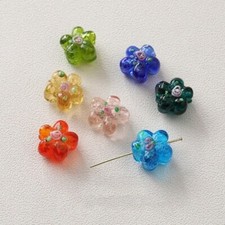 10pcs Glass Flower Bead,Floral Transparent Bead,DIY Petal Lampwork Beads