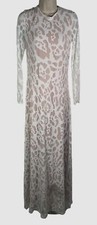 $895 Halston Women's White Adele Leopard Open-Back Gown Dress Size M/L
