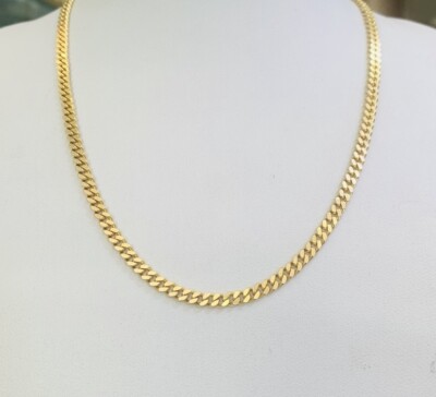 17K Solid Yellow Gold Miami Link Chain Necklace 20 Inches(1.4x2