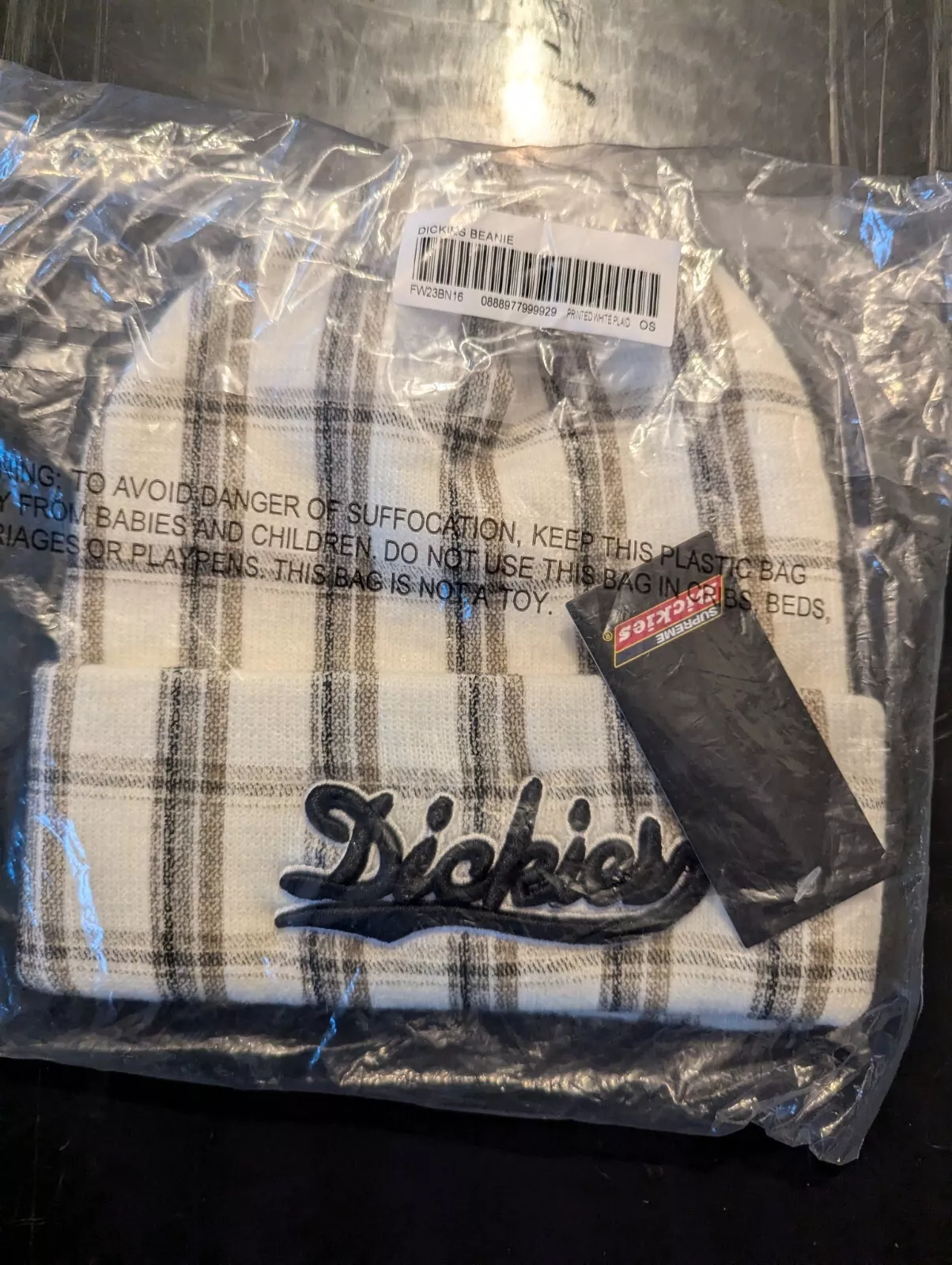 Bonnet Supreme/Dickies   Plaid blanc   Neuf   ÉPUISÉ   FW23