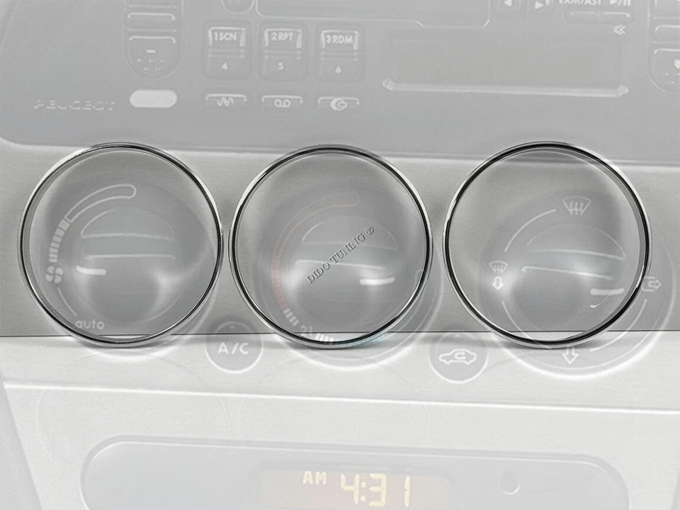 For Peugeot 306 1993-2002 Heater Control Surrounds Dash Chrome Rings Alloy - Image 3 of 4