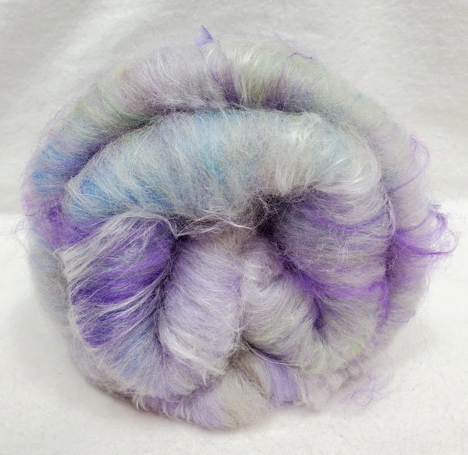Carded Art Batt 1.5 Oz Merino Top Wool Hand Dye Alpaca Silk Fiber Lavender Green - Image 2 of 4