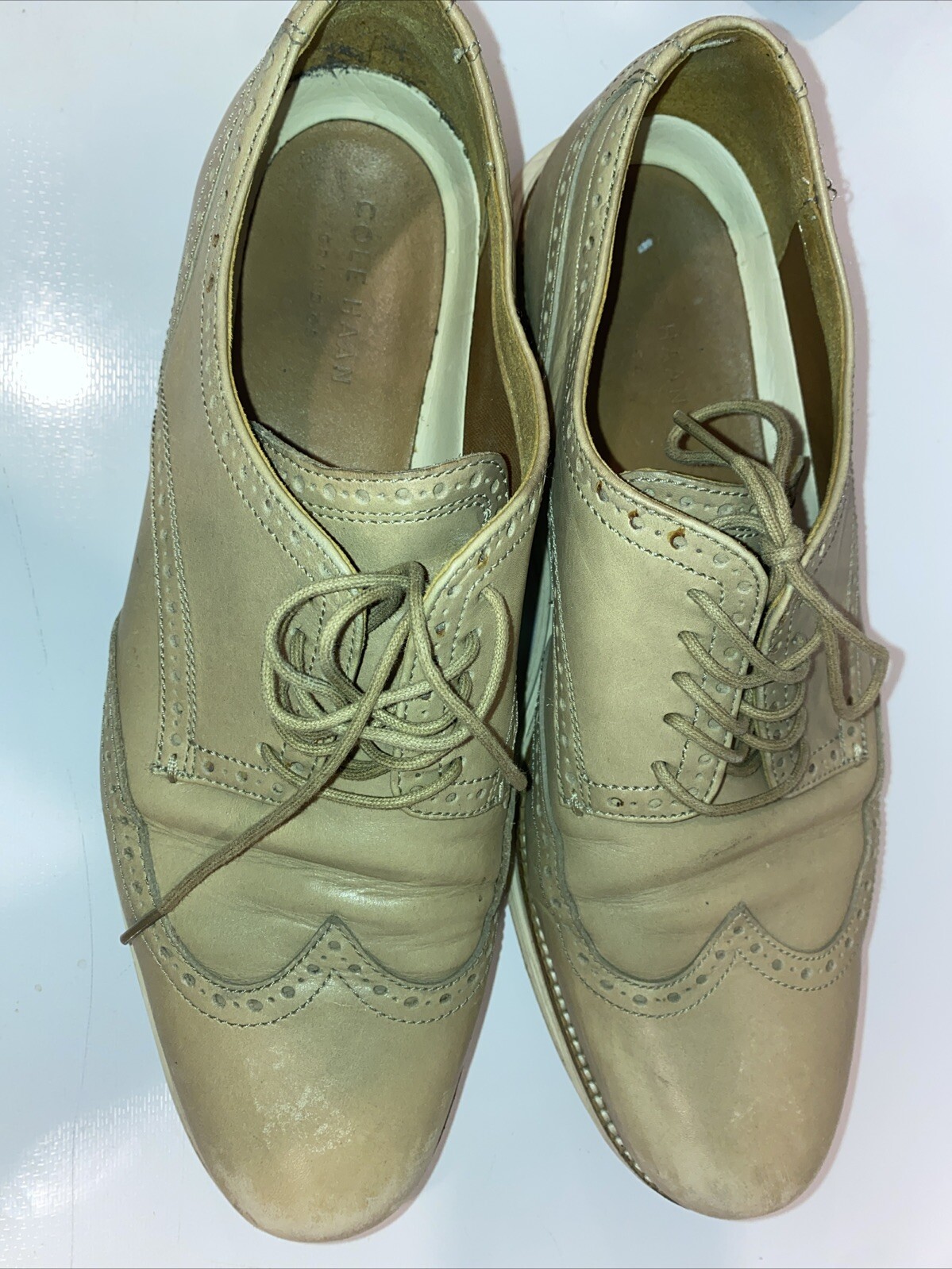 SAOLA COLE HAAN GRAND OS WINGTIP PELLE MARRONE CHIARO SCARPE COMODE VESTITE UOMO Taglia 11.5M C21616