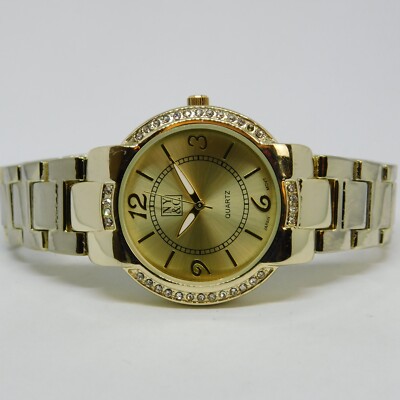 NY&C Yellow Gold Tone Quartz Analog Women's Watch Sz. 7 1/4'' New Battery