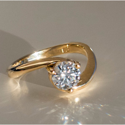 Diamond Ring 14K Certified IGI GIA HRD Lab Created Round Cut 1 Carat Yellow Gold