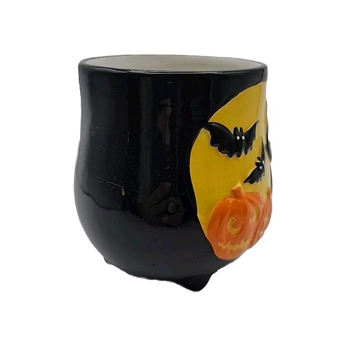 Black Cat Bats Pumpkin Halloween Coffee Mug Footed Ceramic Large 16oz Cup - Imagen 7 de 12