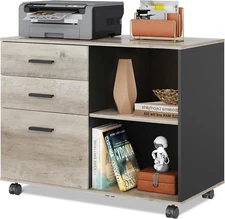 3 Drawer Mobile File Cabinet, Wood Lateral Filing Cabinet, Printer Stand with Op
