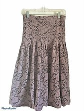 Re Named Womens A Line High Waist Skirt Purple Floral Mini Lace Zip Lined S