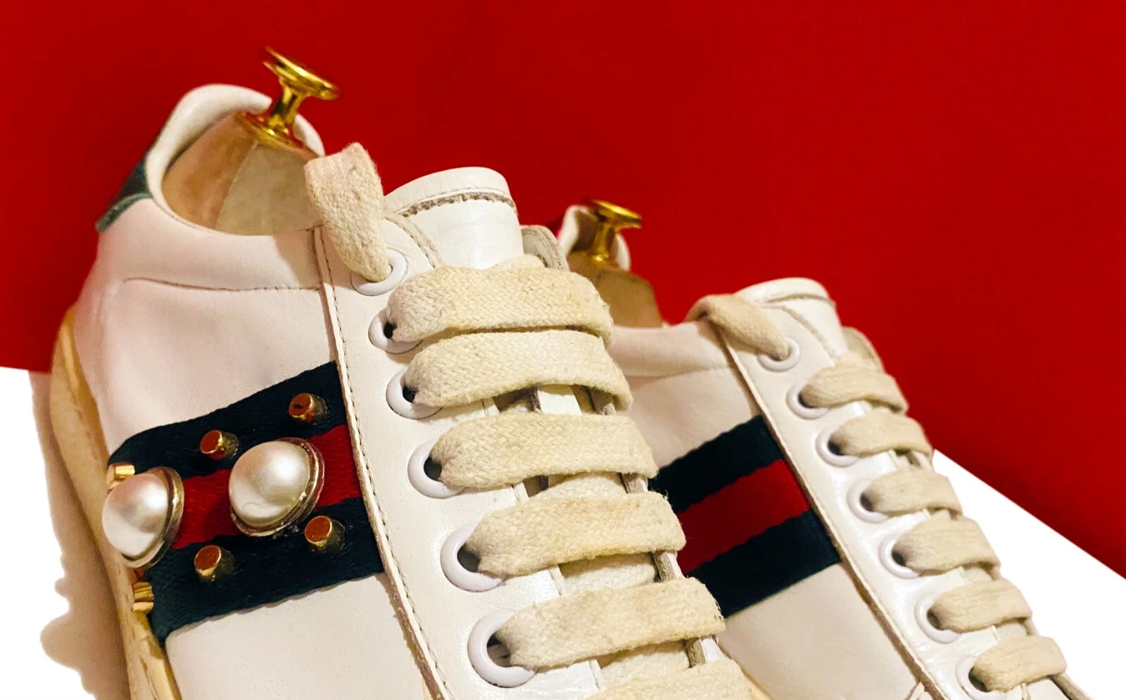 849, ! ! CHAUSSURES BASKETS GUCCI HI END LUXE HOMME BLANC CASSÉ MARQUÉES POINTURE 39 G
