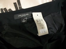 Ann Taylor Black Fringe Flapper Satin Lined Pencil Skirt 6 New
