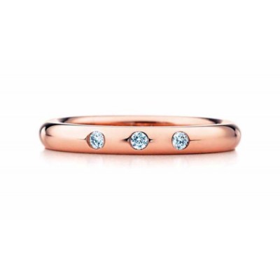 Ring Glaube Ring 18 kt Roségold drei diamanten ct.0,06 gramm 3 herren damen 